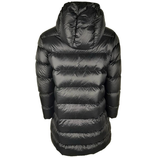 Sleek Black Nylon Down Jacket with Hood