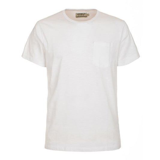 Classic White Cotton Crewneck Tee with Pocket