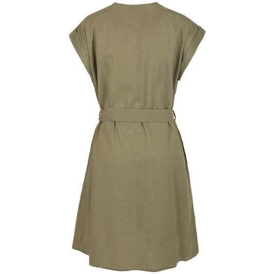 Elegant Sleeveless Cotton-Linen Blend Dress