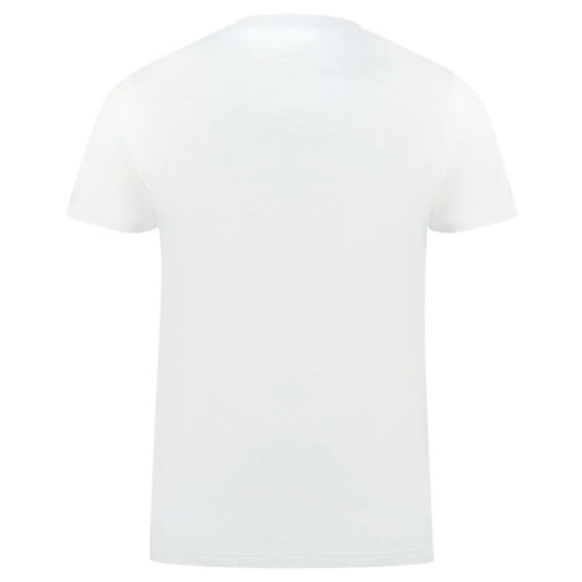 Classic White Cotton Logo Tee with Flag Detail