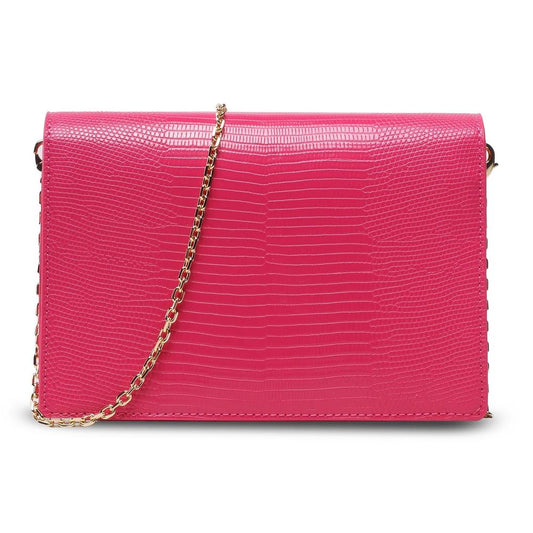 Chic Fuchsia Faux Leather Shoulder Bag