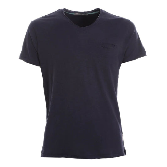 Chic V-Neck Tee with Pocket in Blue