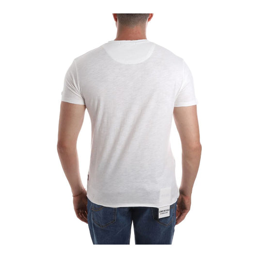 Crisp White V-Neck Tee with Pocket Detail