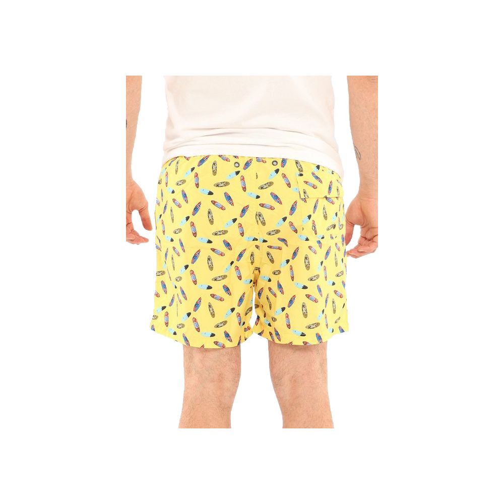 Sunshine Yellow Patterned Men's Swim Boxers