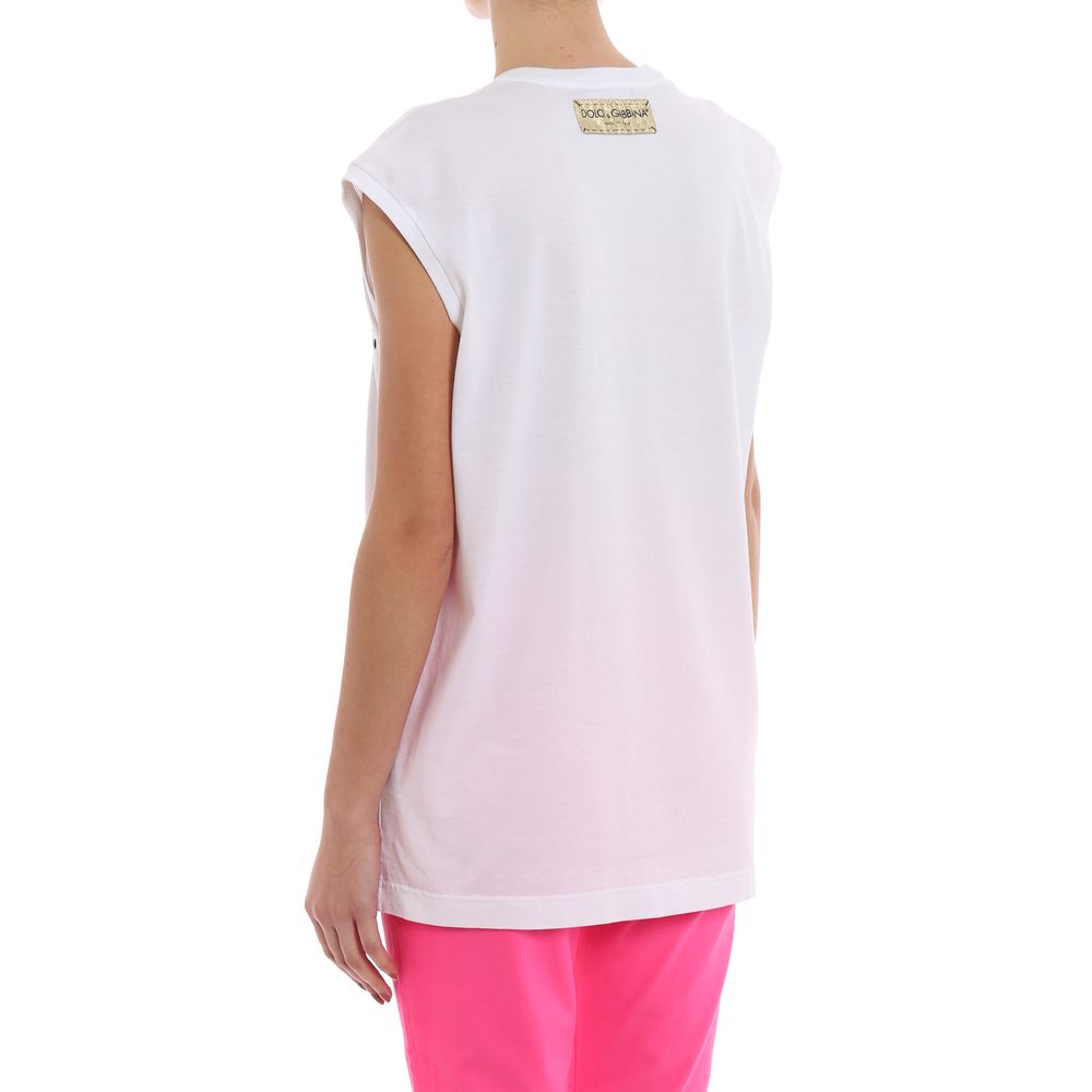 Chic Sleeveless Cotton Tee with Embroidery