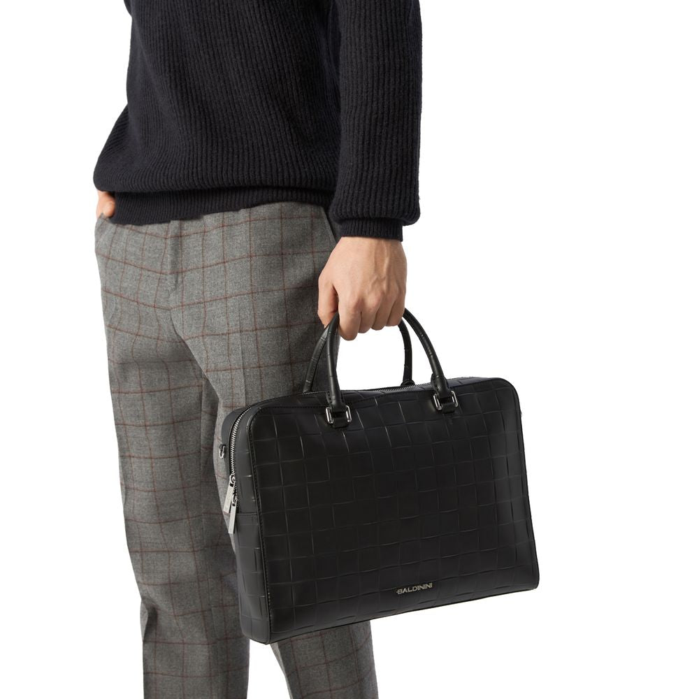 Elegant Checkered Calfskin Document Holder Bag