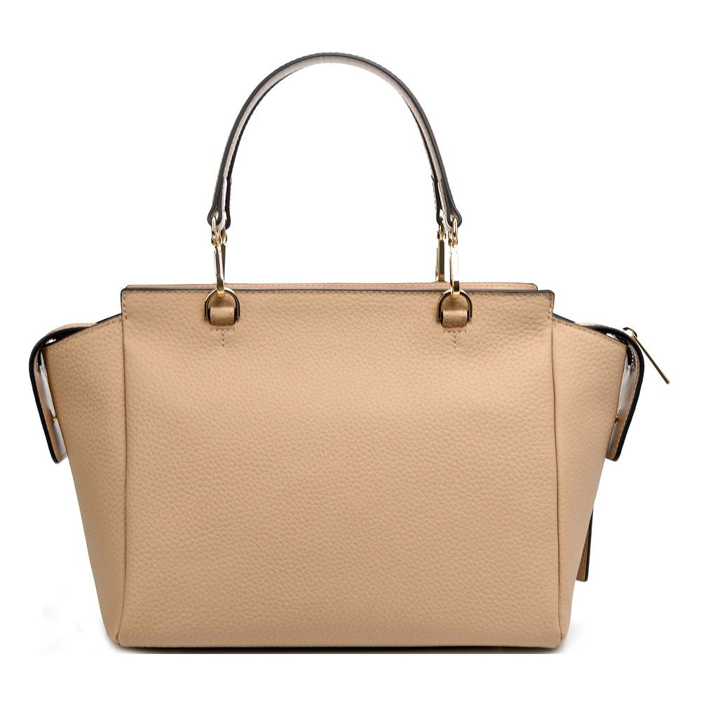 Chic Nude Textured Calfskin Handbag