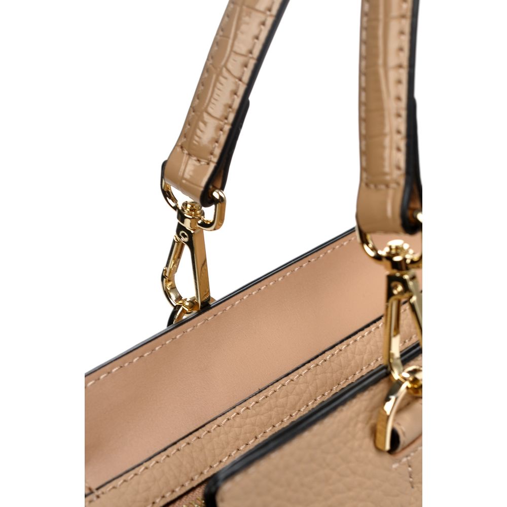 Chic Nude Textured Calfskin Handbag