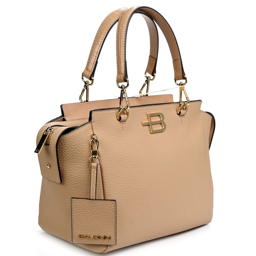 Chic Nude Textured Calfskin Handbag