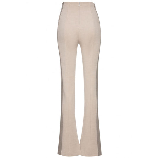 Chic Beige Slim Fit Trousers with Side Bands