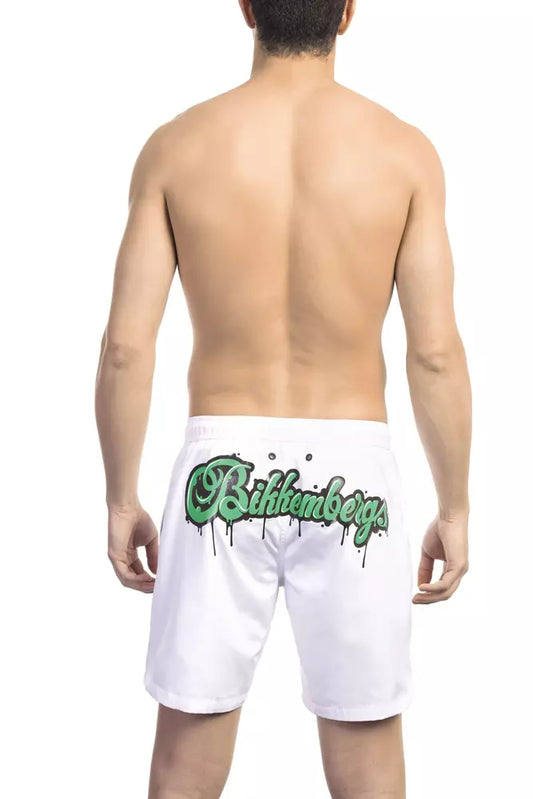 Elegant White Swim Shorts with Logo Detail