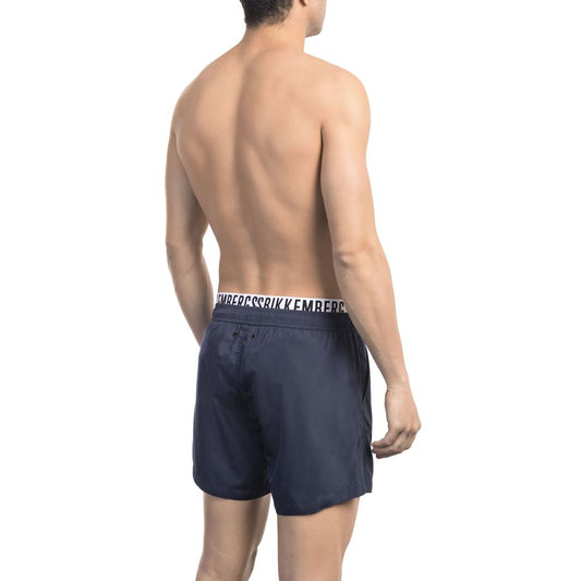 Elegant Blue Swim Shorts with Designer Band