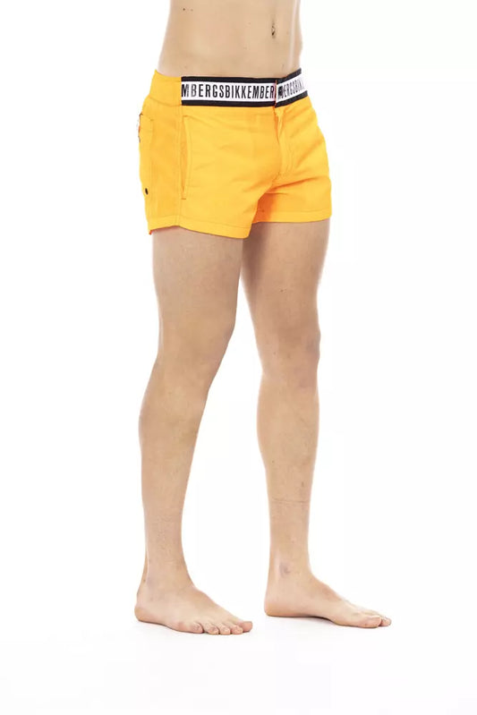 Elegant Orange Swim Shorts with Branded Band