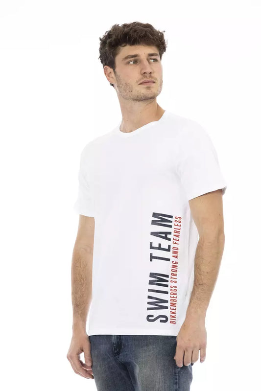 Sleek White Printed Cotton Tee