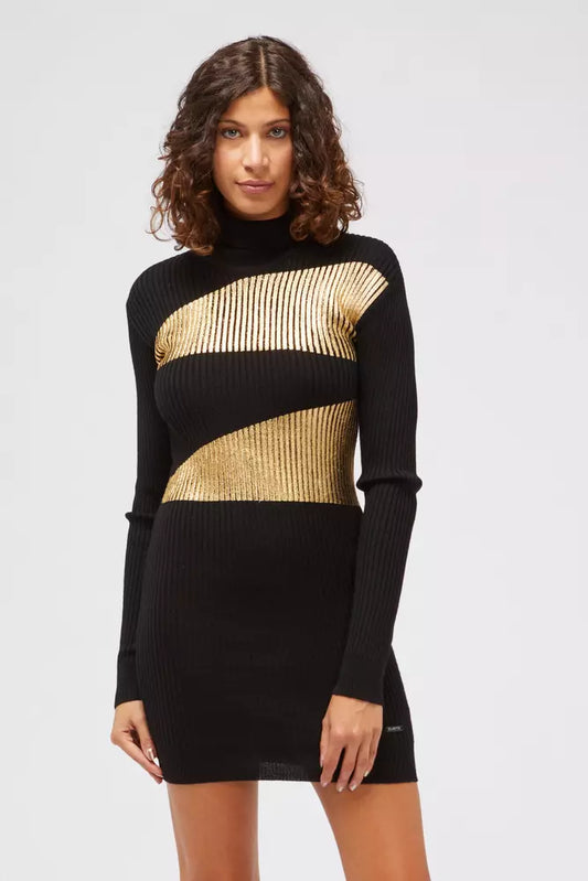 Elegant Knitted Polo Neck Dress