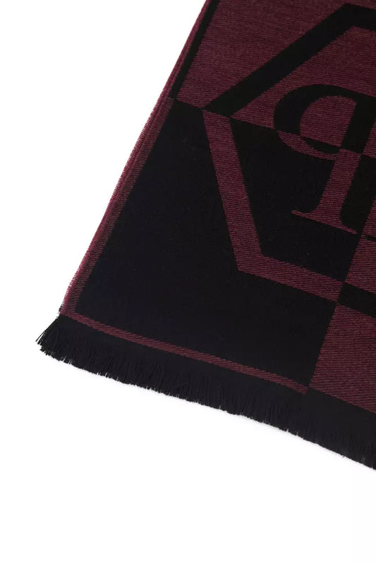 Elegant Burgundy Fringed Wool-Blend Scarf