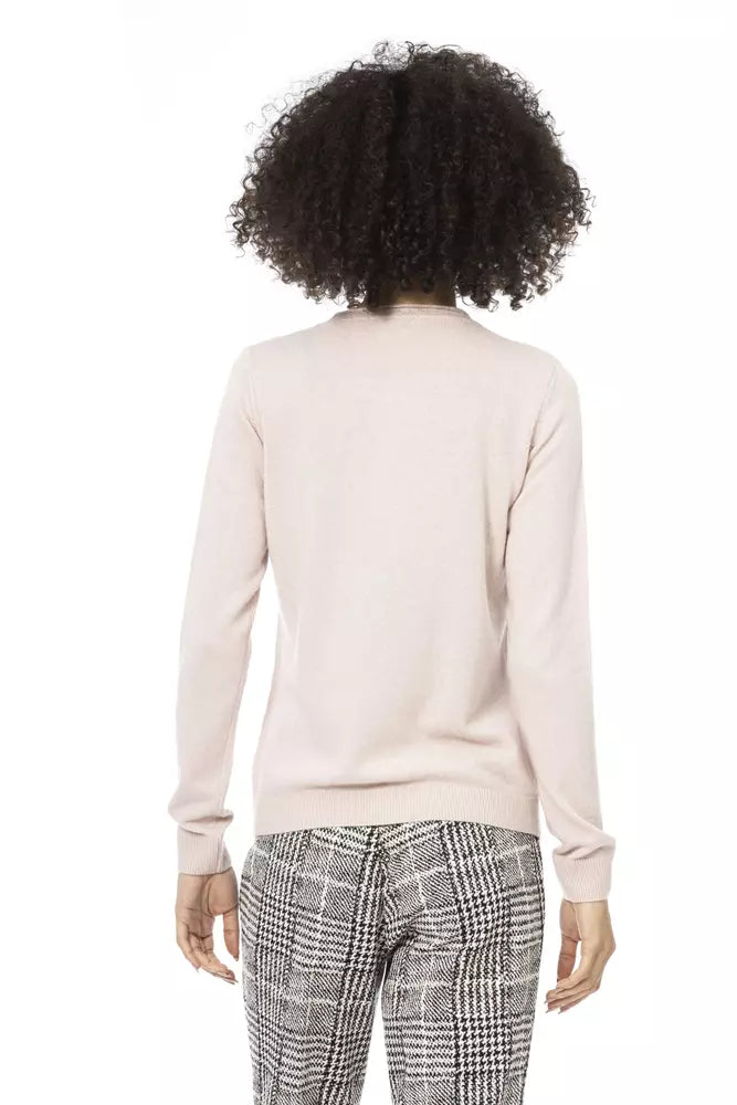 Chic Pink Woollen Blend Long Sleeve Shirt