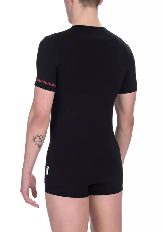 Sleek Bi-Pack Crew Neck T-Shirts in Black