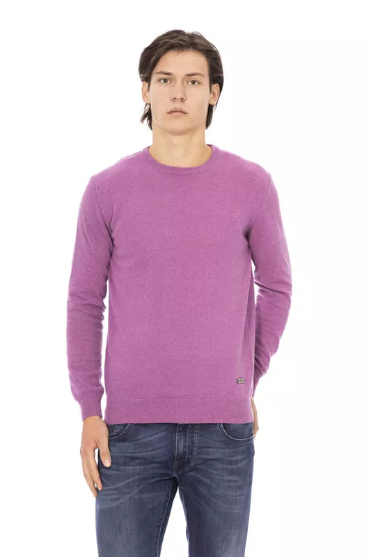 Elegant Purple Wool-Blend Crewneck Sweater