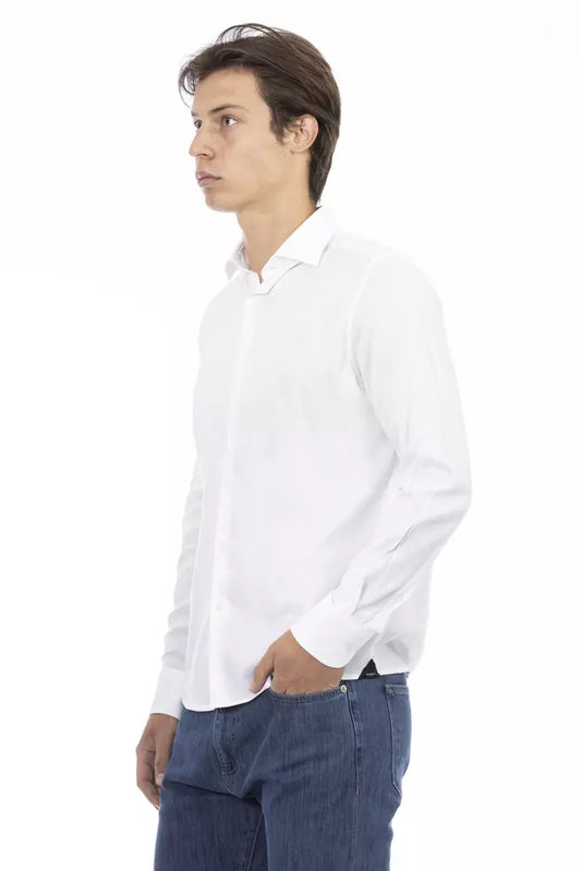 Elegant Slim Fit White Cotton Shirt