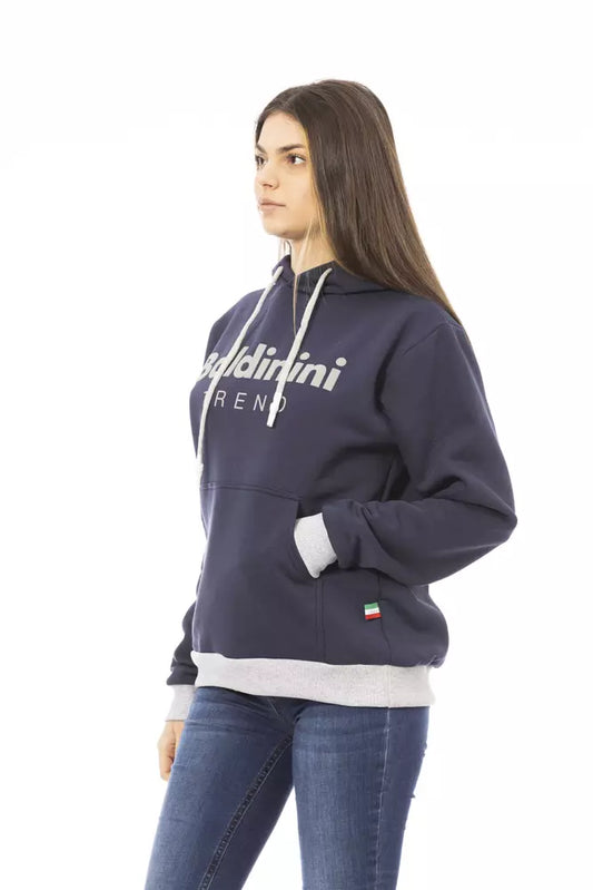 Chic Blue Cotton Hoodie with Front Logo