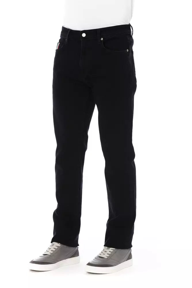 Elegant Black Cotton Blend Jeans