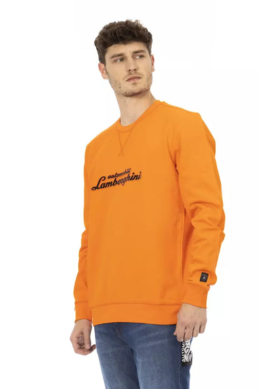 Sleek Orange Crewneck Sweatshirt with Sleeve Logo