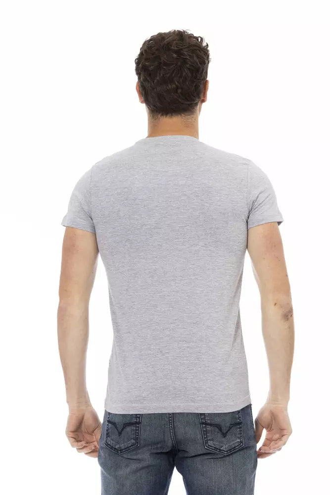 Chic Gray Short Sleeve Round Neck Tee