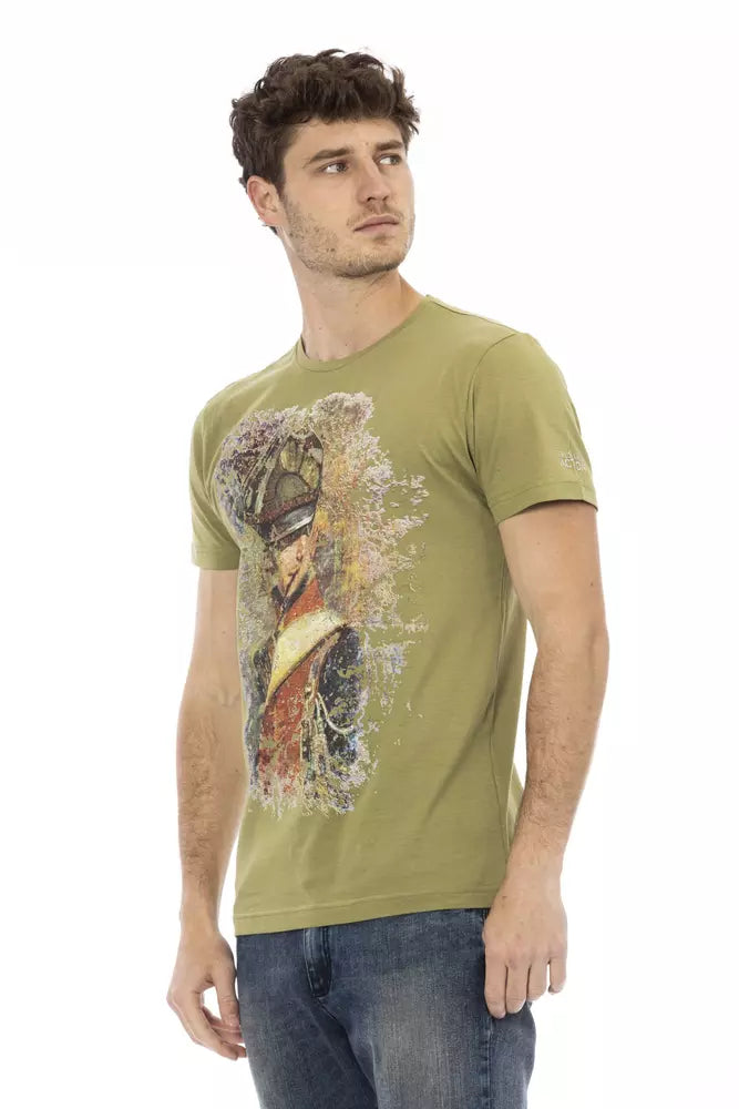 Chic Green Short Sleeve Tee with Front Print