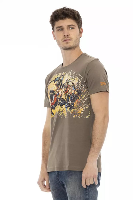 Elegant Brown Tee with Chic Front Print