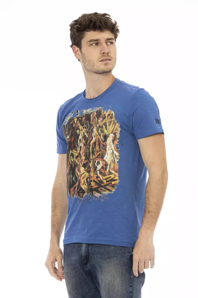 Sophisticated Blue Tee with Front Print