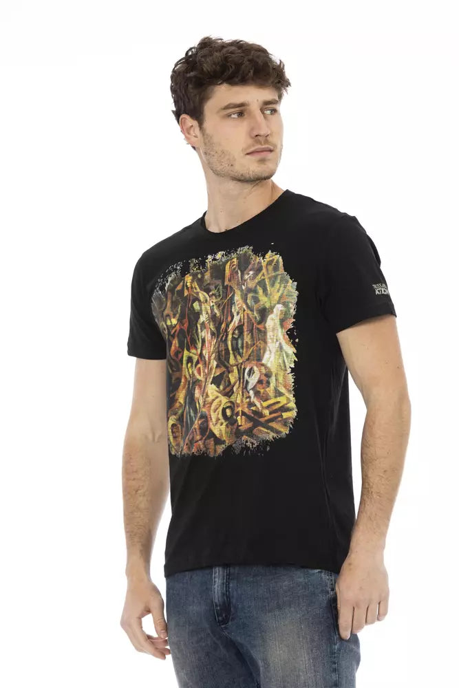 Sleek Black Cotton Blend Tee for Men