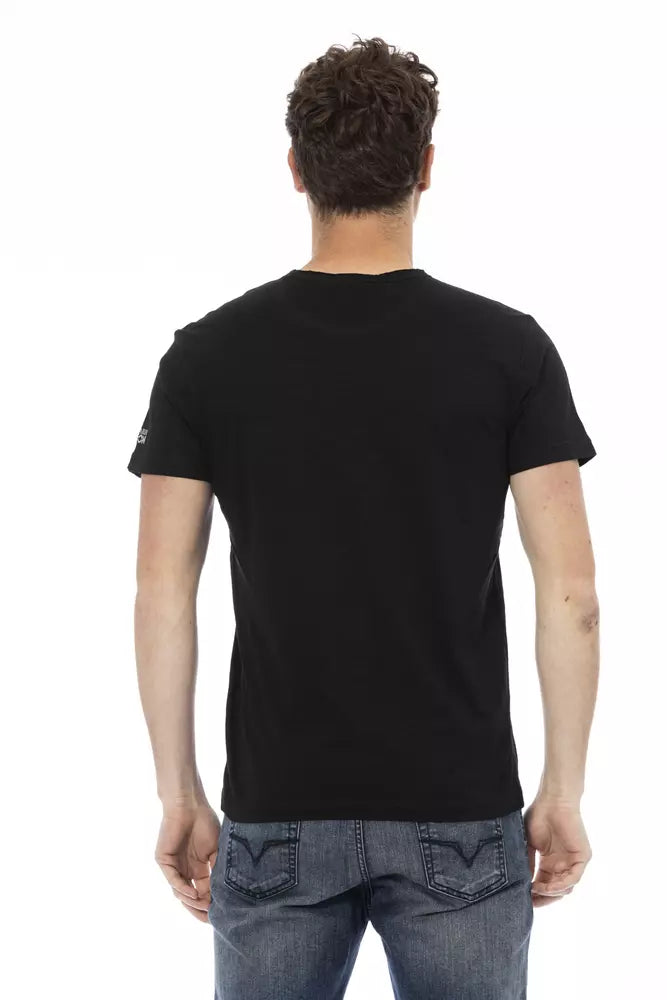 Sleek Black Cotton Blend Tee for Men