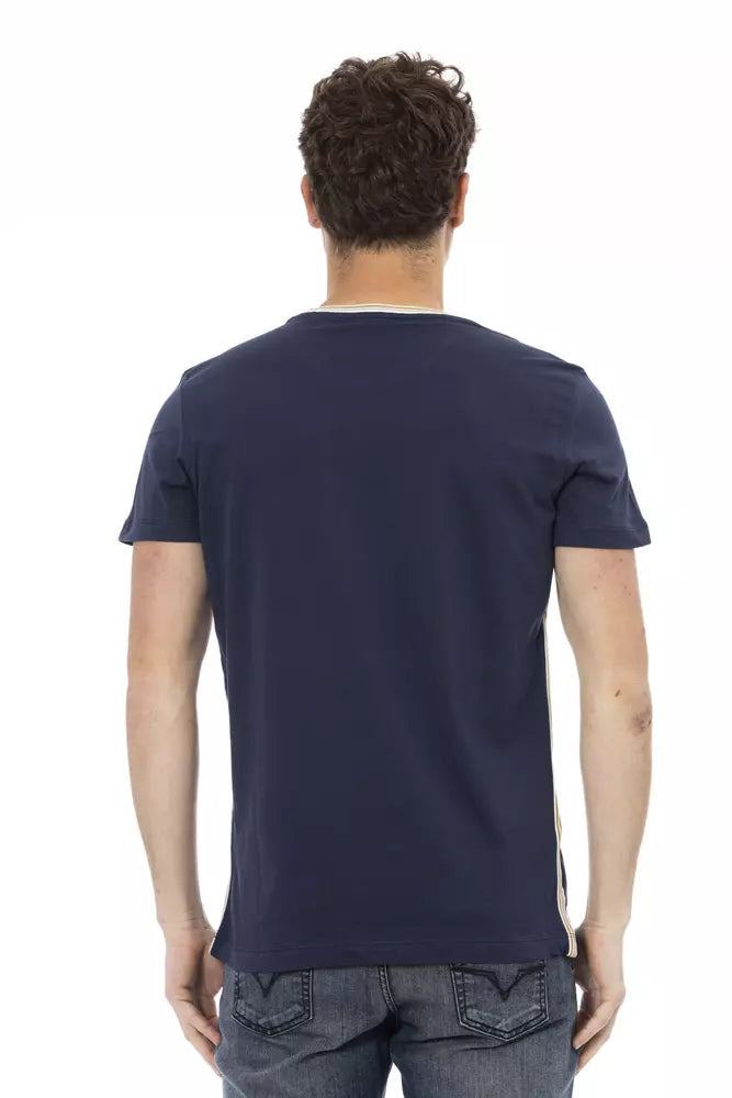 Elegant Blue Tee with Artistic Front Print