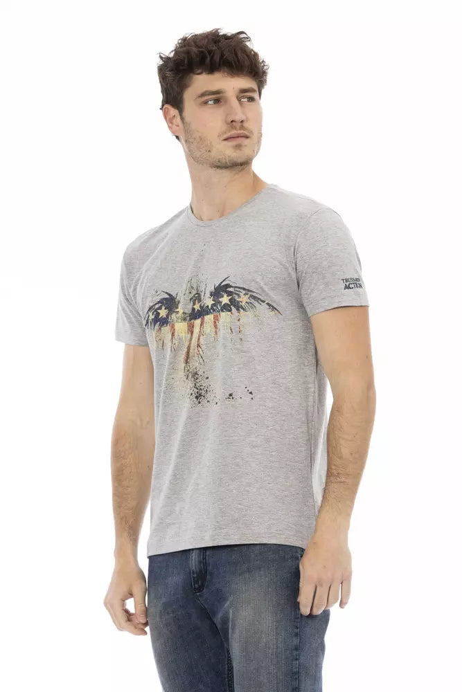 Elevated Casual Gray Tee with Unique Front Print