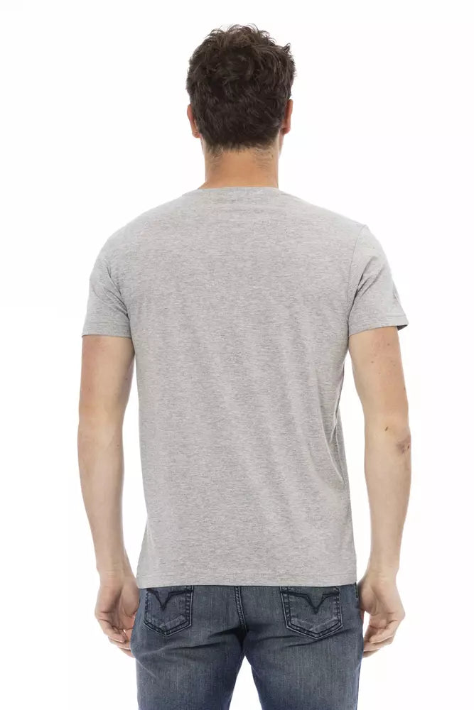 Elevated Casual Gray Tee with Unique Front Print