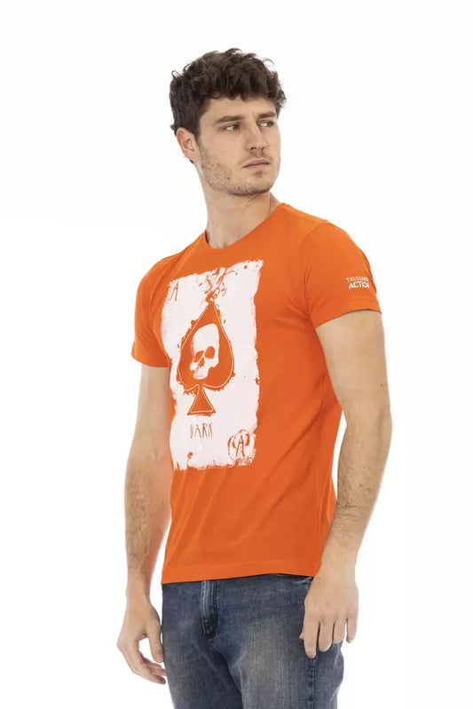 Elegant Orange Short Sleeve Cotton Tee