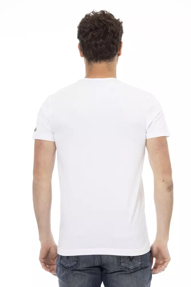 Sleek White Graphic Tee with Artistic Print