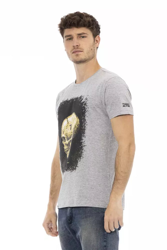 Elegant Gray Short Sleeve Round Neck T-Shirt