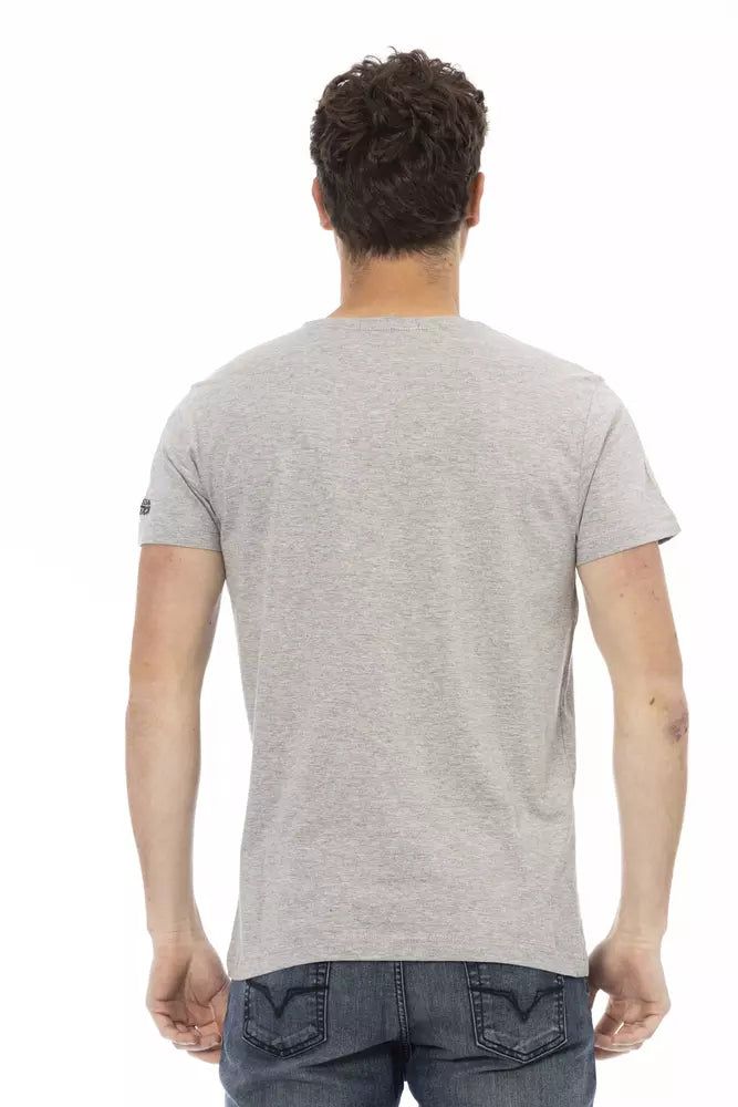 Sleek Gray Short Sleeve Round Neck Tee