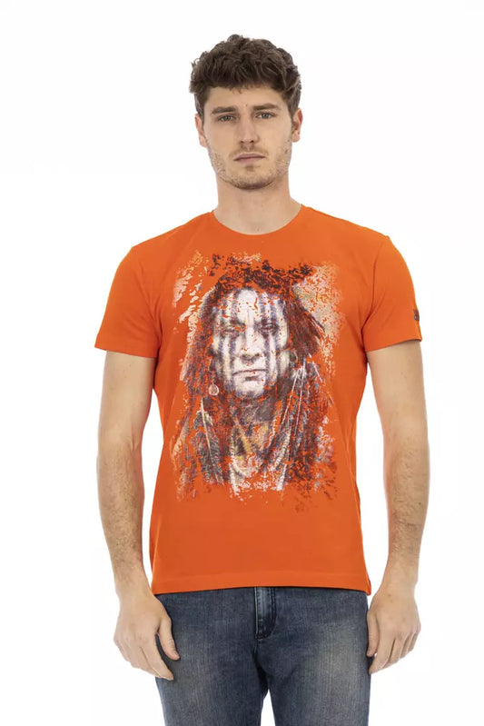 Sleek Orange Short Sleeve Tee with Front Print