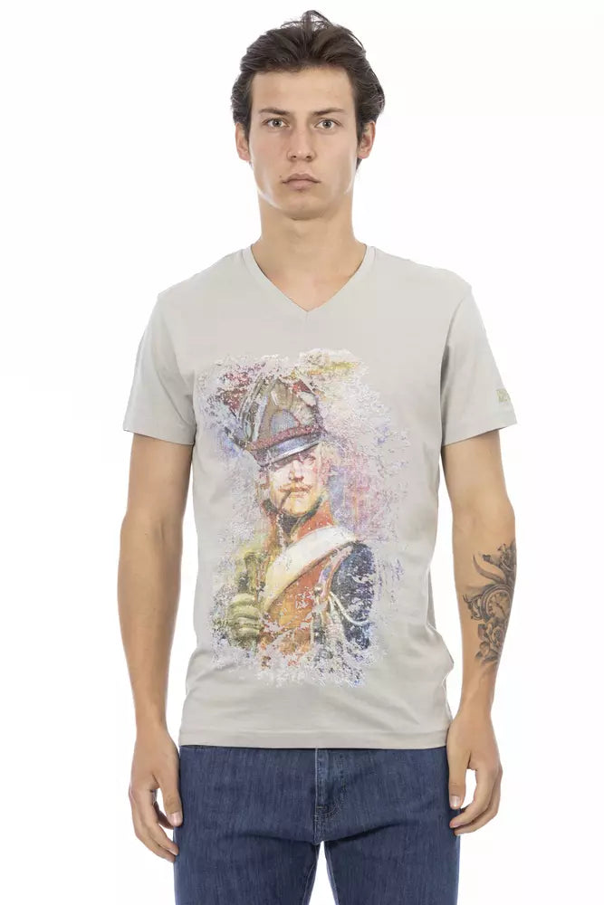 Elegant V-Neck Tee with Exclusive Front Print