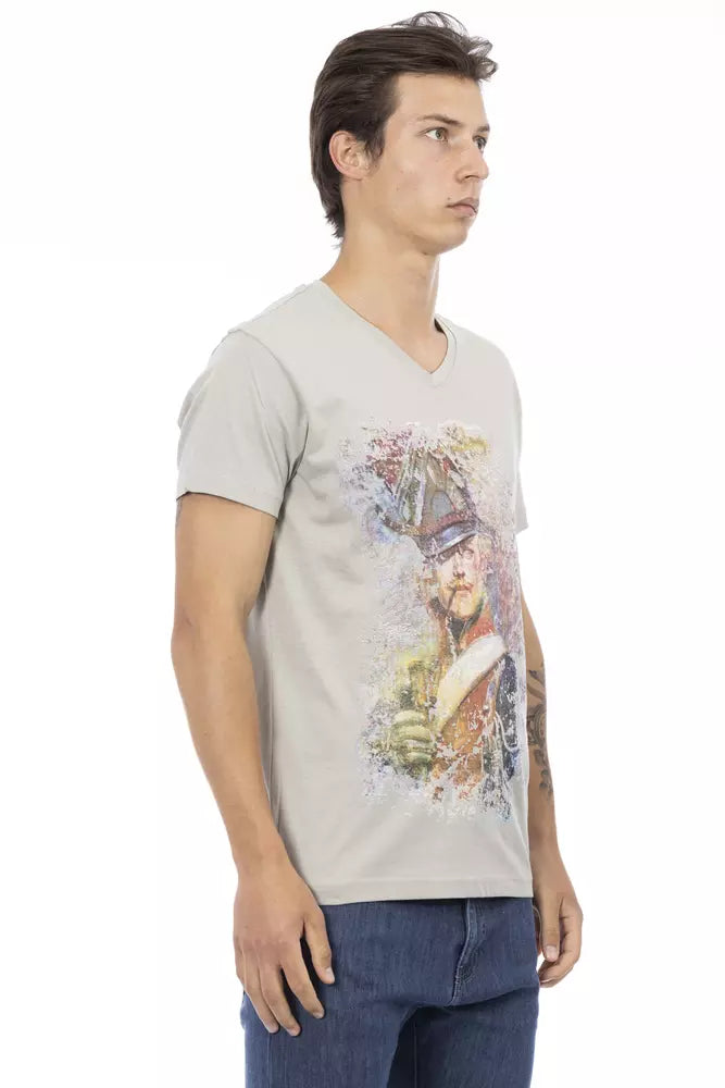 Elegant V-Neck Tee with Exclusive Front Print