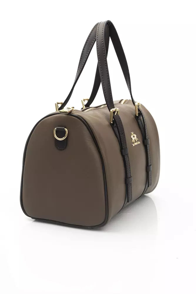 Elegant Calf Leather Crossbody Bag in Rich Brown