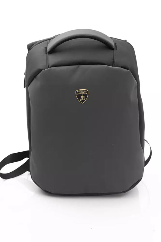 Sleek Gray Nylon Backpack with Logo Detail