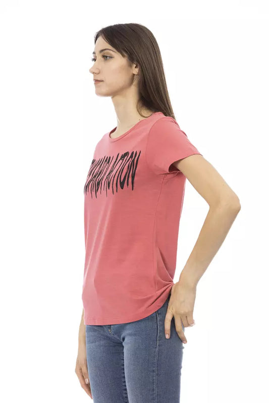 Elegant Pink Short Sleeve Tee with Chic Print