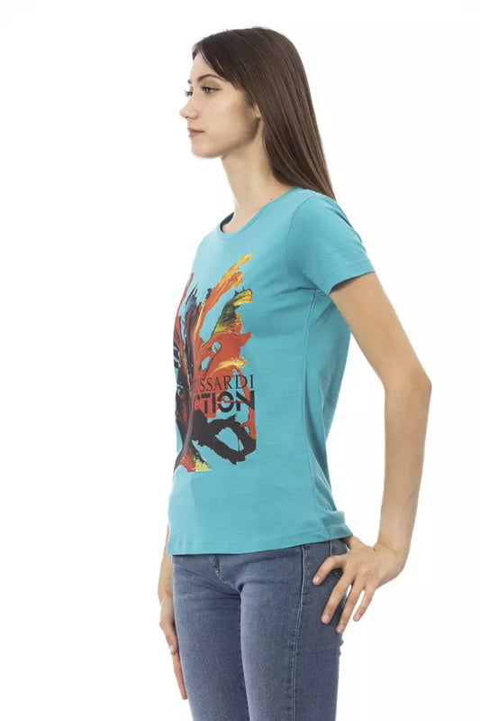 Elegant Light Blue Cotton Blend Tee