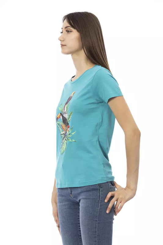 Elegant Short Sleeve Light Blue Tee