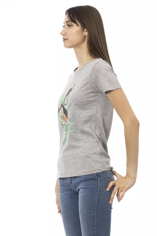 Chic Gray Short Sleeve Round Neck Tee