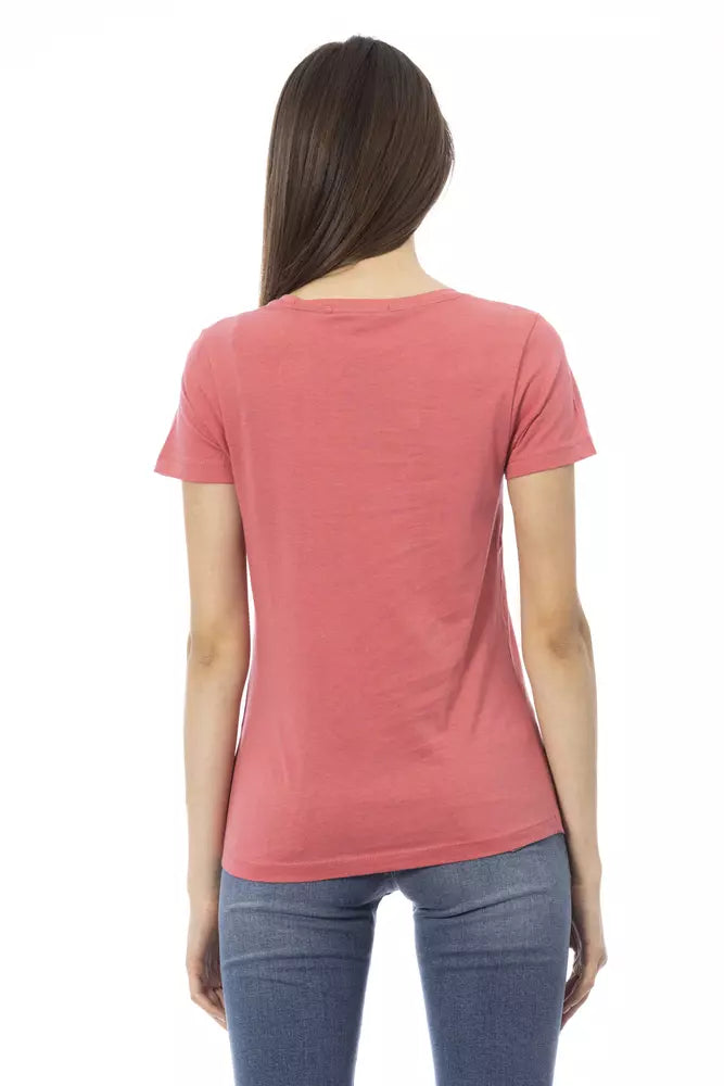 Elegant Pink Cotton Blend Tee